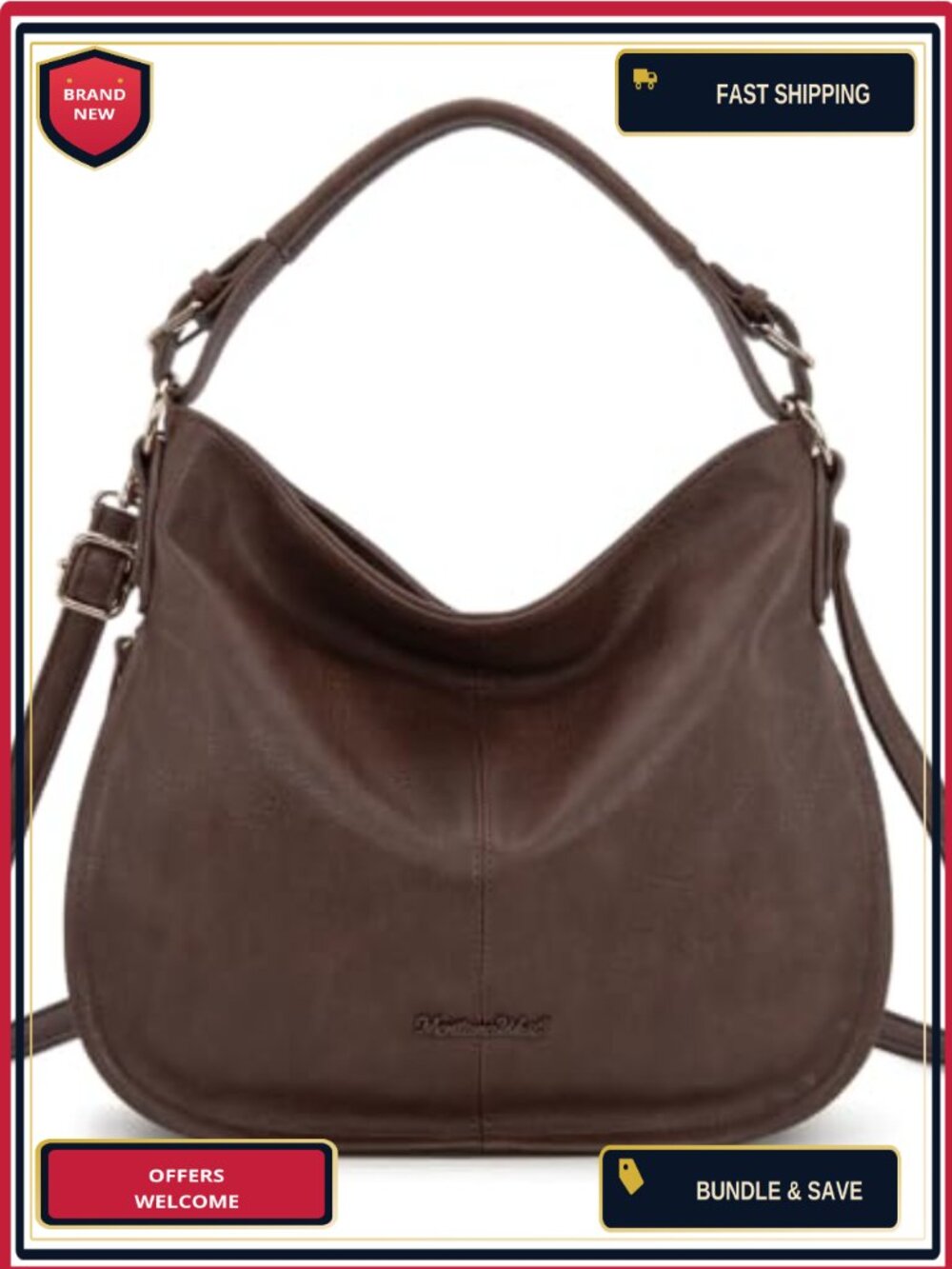 Vegan Leather Hobo Shoulder Bag Expandable Crossbody Purse